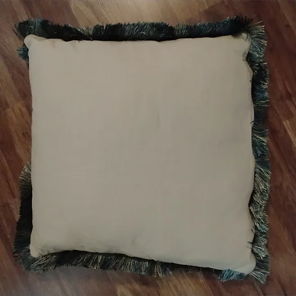 NWT Silk embroidered on linen/Cotton Fringe trim pillows - Picture 7 of 12